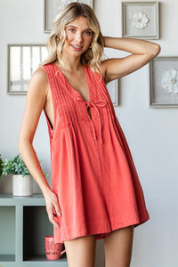 V-neck Sleeveless Denim Romper